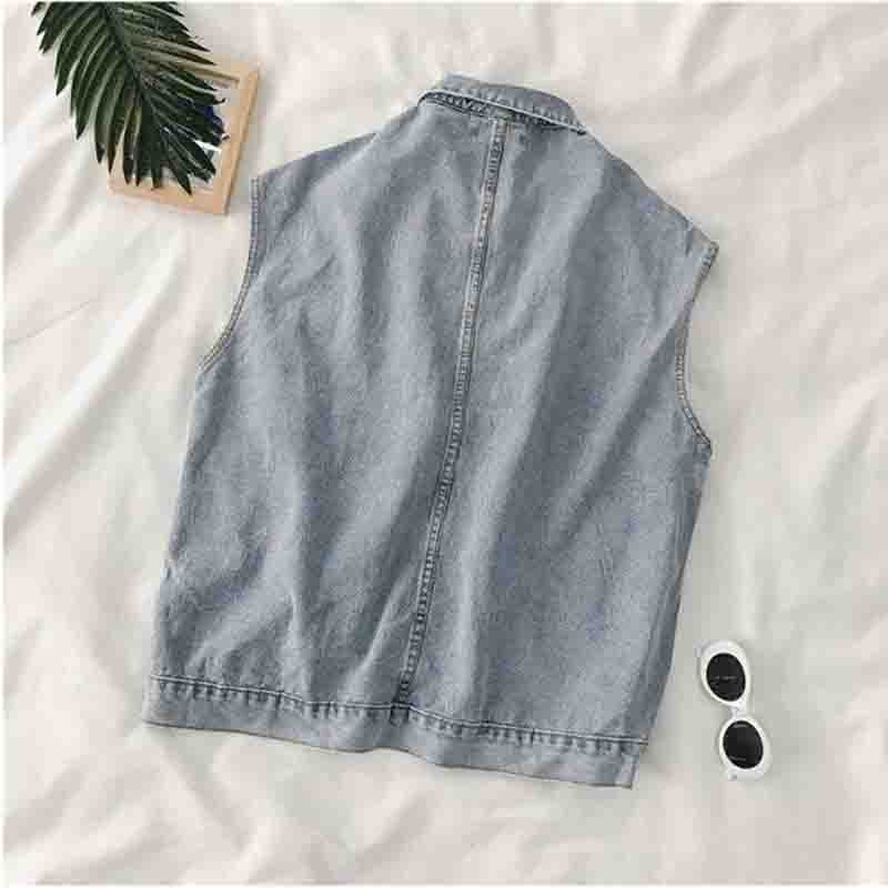 Denim Vest Coat Women's Spring and Autumn Loose Korean Style Waistcoat Outer Wear Vest Top Sleeveless Coat Casual Jacket