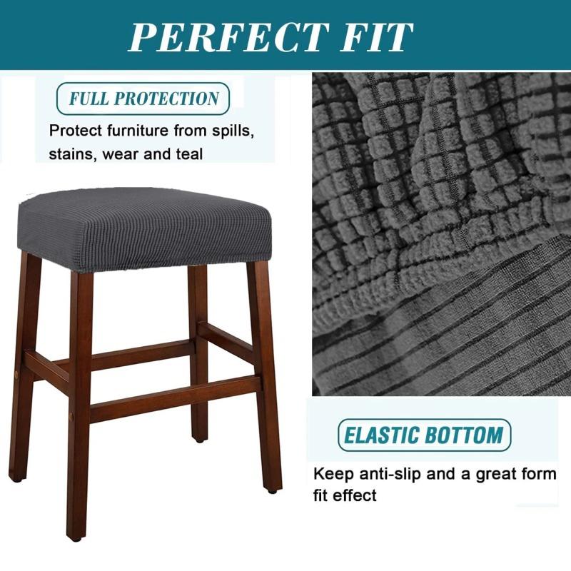 Jacquard Chair Seat Cover Elastic Rectangle Bar Stool Cover Elastic Chair Protector Removable Dust Covers Square Stool Covers