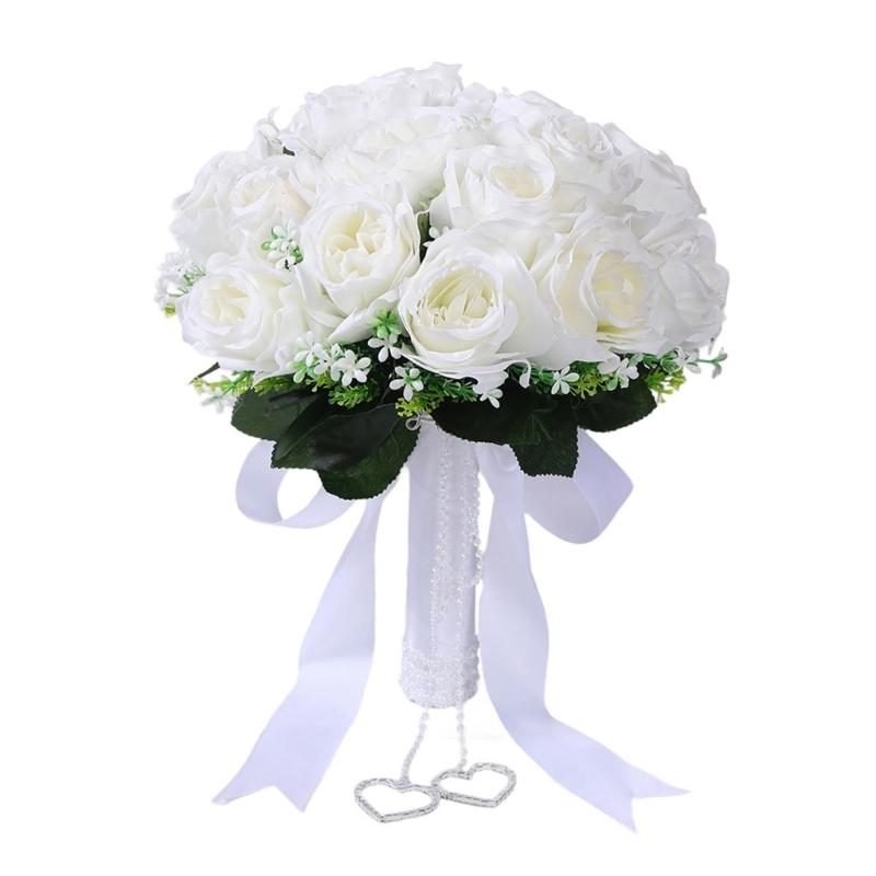

Silk Flower Bridal Bouquet Artificial Flower Arrangement Easy Grip For Wedding Ceremony Anniversary Indoor Outdoor Use 1