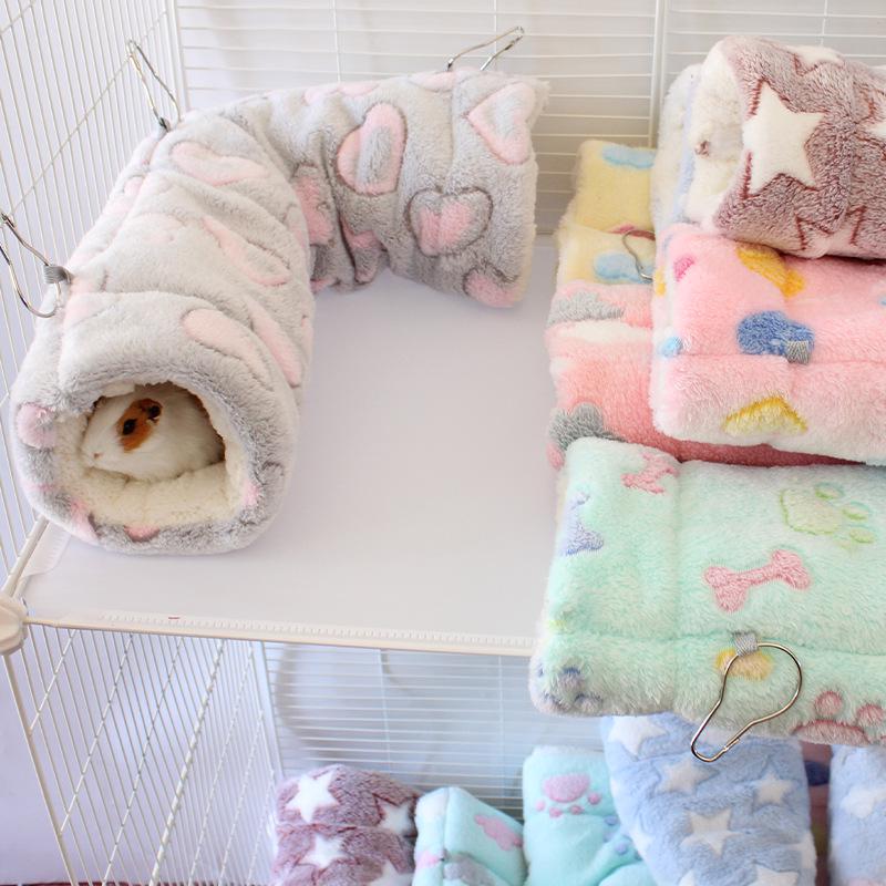 Small Pet Fleece Tunnel & Hammock: Hamster, Rat, Sugar Glider, Guinea Pig Hideout & Bed