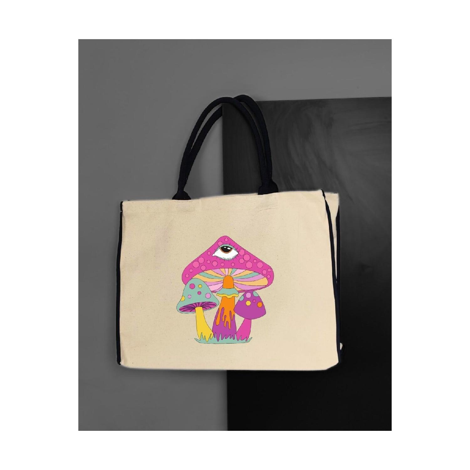 

Cheerful Mushroom Themed Cloth Bag Büyük Boy чистий