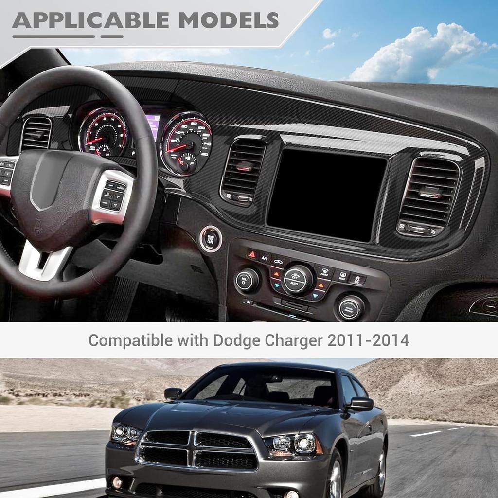 JeCar for Charger Carbon Fiber Dash Trim for Dodge Charger 2011 2012 2013 2014 Interior Accessories (4pcs)