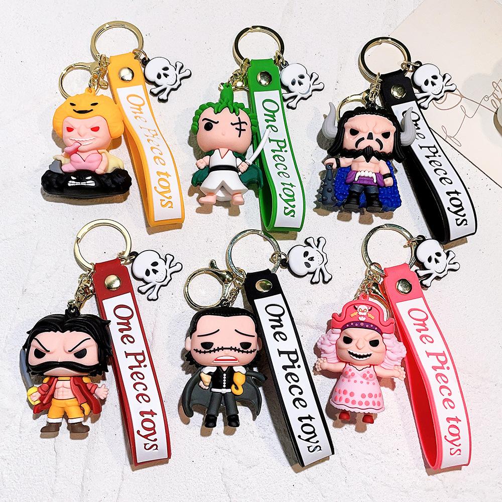 Anime One Piece Keychain Luffy Zoro Portgas·D· Ace Key Chain Llaveros Porte Clé Keyring Doll Bag Charm Pendent Car Keychains