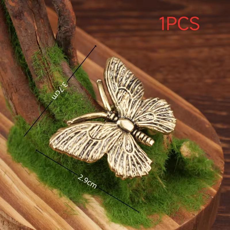 1/3/5Pcs Insect Animal Model Desk Decor Brass Butterfly Statue Office Ornament Vintage Tea Table Decoration For Living Room