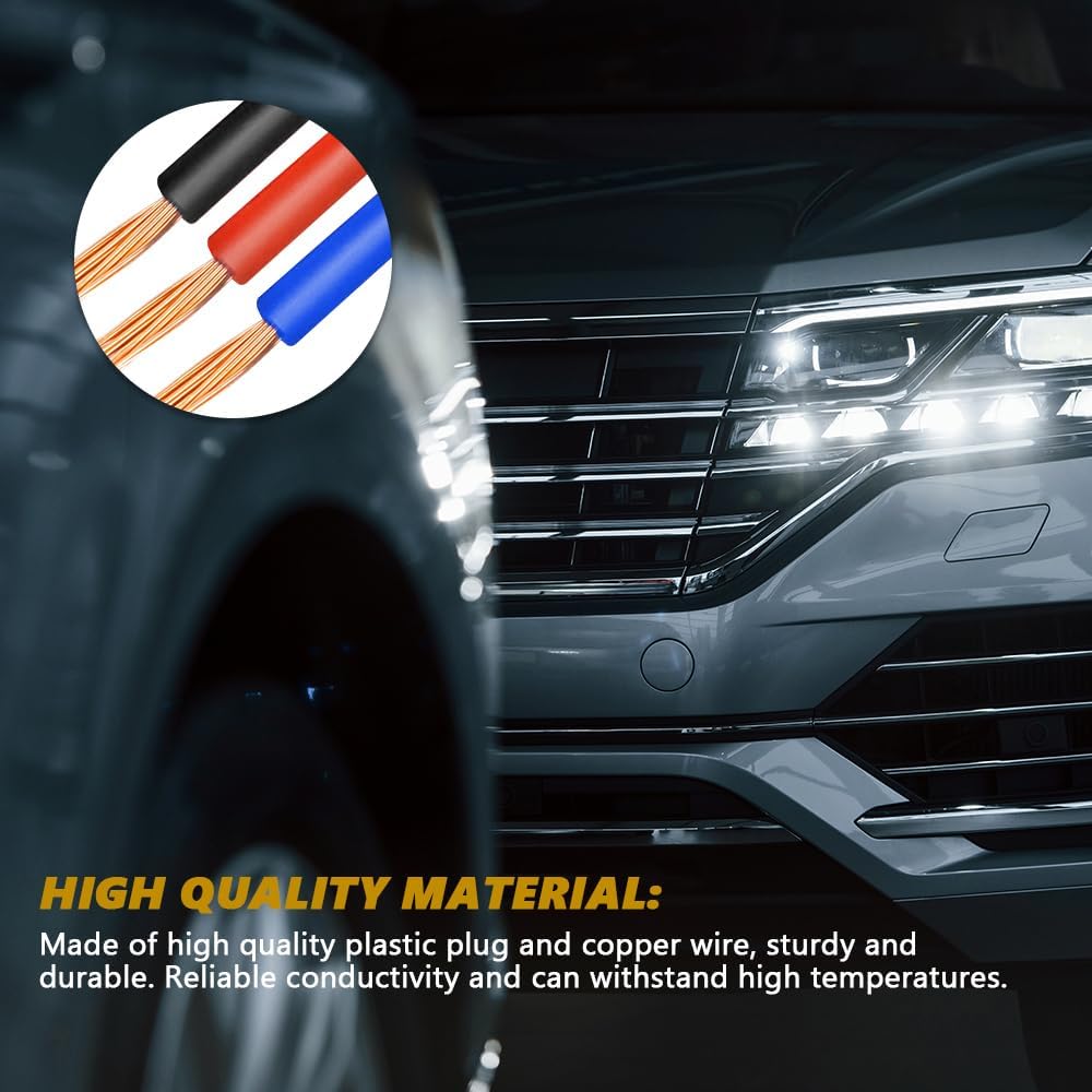 2PCS H4 Headlight Wire Socket Connector, 3 Way Male/Female Headlight Power Plug with Wiring Harness, Universal Headlight Pigtail Connector