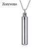 LETAPI Men Woman Capsule Pendant Necklace Silver Color Open Cylindrical Pendants Stainless Steel Remembrance Jewelry