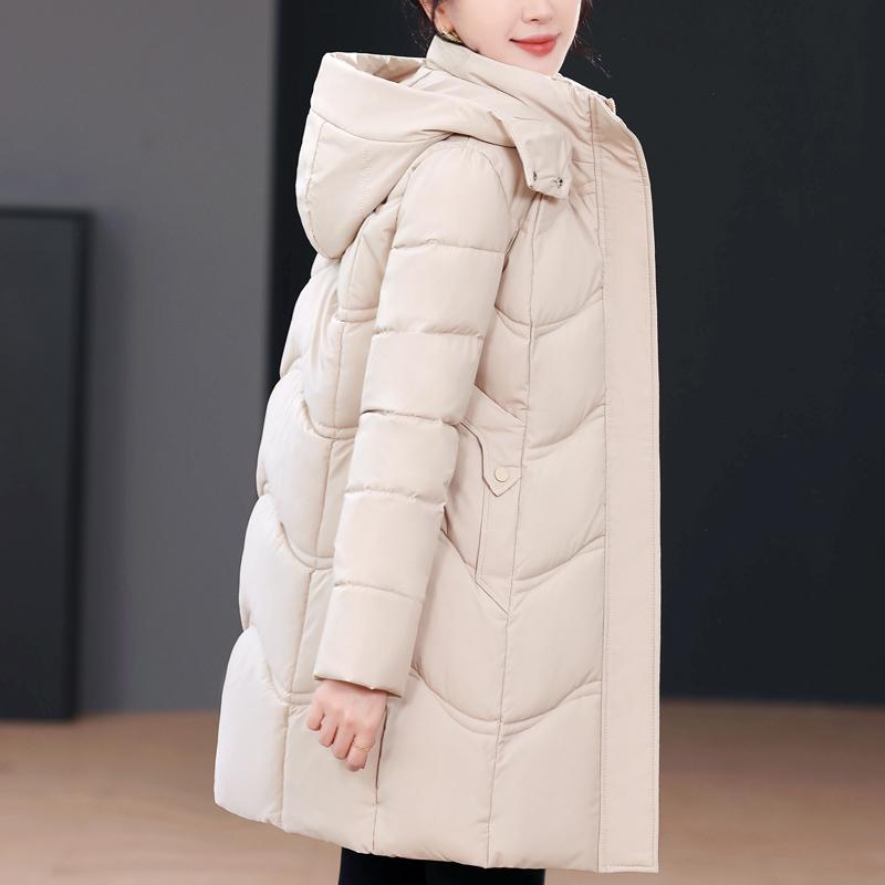 Middle Age Winter Long Coat Female Plus Size Parkas Hooded Elegant Thick Warm Woman Jackets