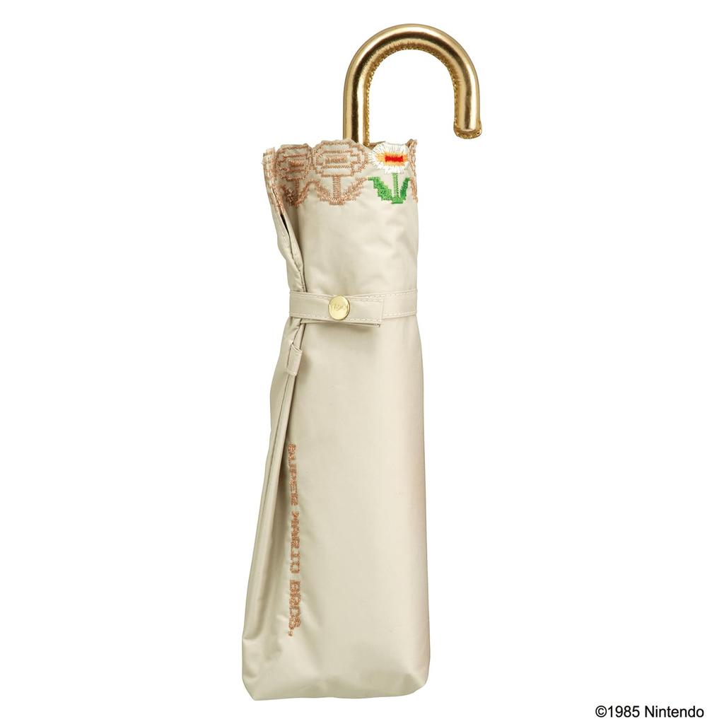 Folding Scallop Super Mario Beige Light UV UPF Suitable for Sun and 49cm Nintendo Collaboration Game [2024] Wpc. Parasol, Light-Blocking Item,