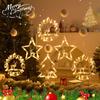 Festive Room Atmosphere Lighting LED Christmas Star Window Light, Tree Letter Suction Cup Hanging Lamp Easy Install Tile Mirror Lights for Glass,