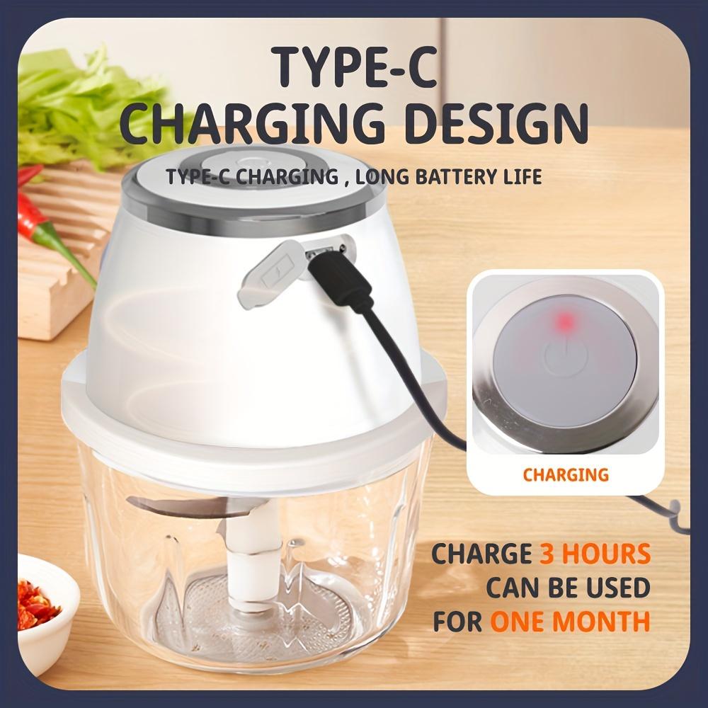 

Мощный портативный электрический измельчитель и процессор из нержавеющей стали 304 - 11,83 унции мини USB беспроводной ручной чеснокорезка для овощей и мяса белый