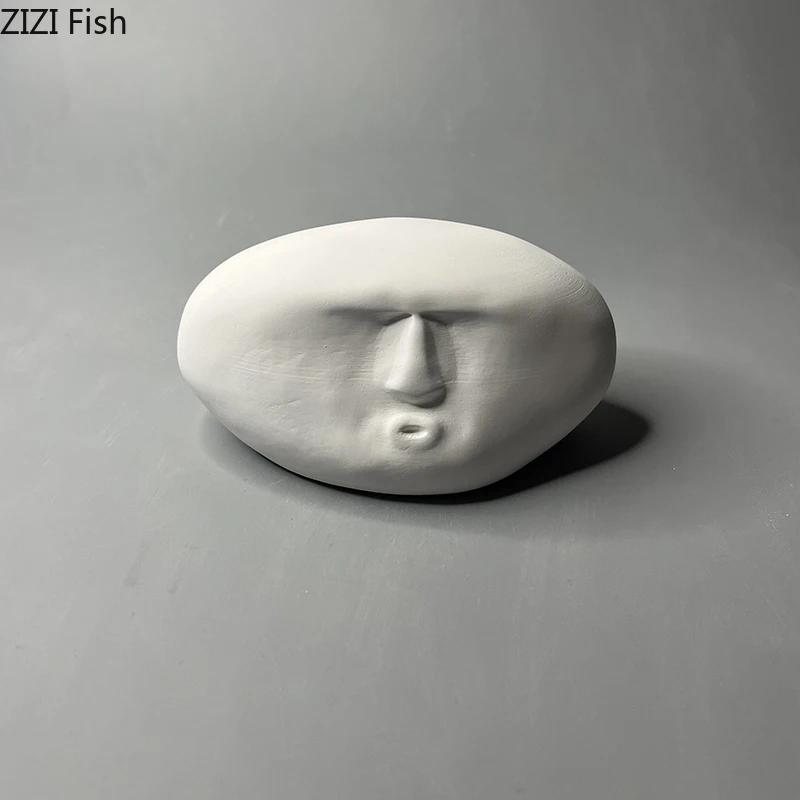 Abstract Stone Human Face Plaster Statue Desk Decoration Ornaments Creative Artwork Characters Sculpture Room Aesthetic Decor
