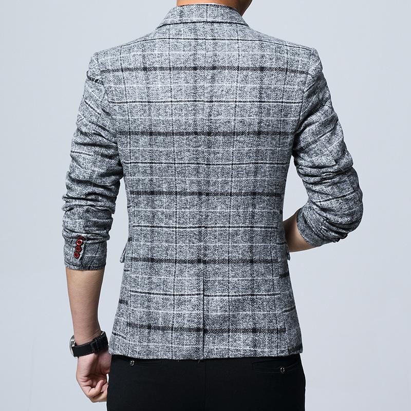 Autumn and Winter Men's Korean Version Slim-fitting Large-grid Suit, Men's Large-size Casual Blazer, Jacket
