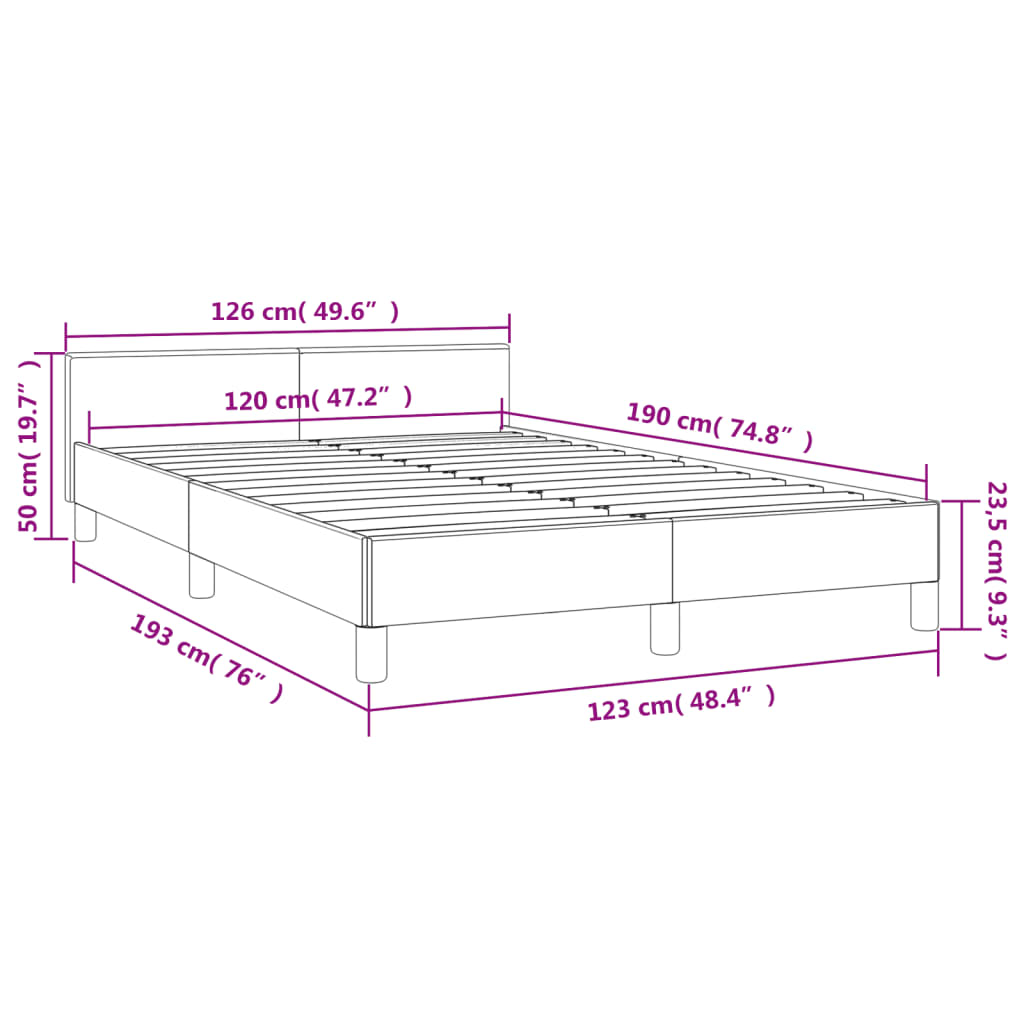 Bed Frame without Mattress Dark Grey 120 x 190 cm Velvet