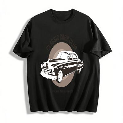 Klassische Autos Club Vintage Garage Thema Grafik Lässiges T-Shirt Reines Baumwoll-T-Shirt