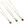 Niche Personality Simple Brass Hemming Gold-Plated Geometric Square Color Real Stone Daily Temperament Stacking Necklace