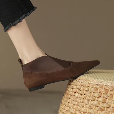 Fashion Hot New Spring Sheep Suede Flat Bottomed Women's Shoes with Raised Height Inside Pointed Toe Women Pumps Shoes for Women Loafers