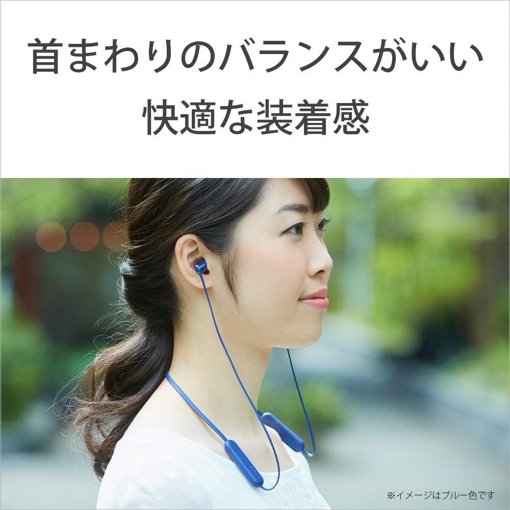 Sony WI-C310 Wireless Earphones Bluetooth 15-Hour Battery Life Microphone Flat Cable White