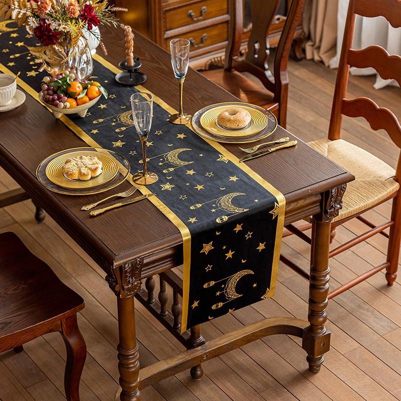 Ramadan Table Flag Cloth Muslim Decor Nappe Eid Mubarak Table Runner Party Home Decoration Mubarak Moon And Star Dinnerware