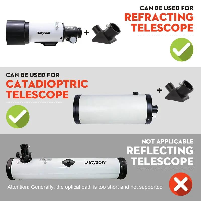 Datyson 0.965" To 1.25" 90° Diagonal Adapter Telescope Accessory for Stargazing