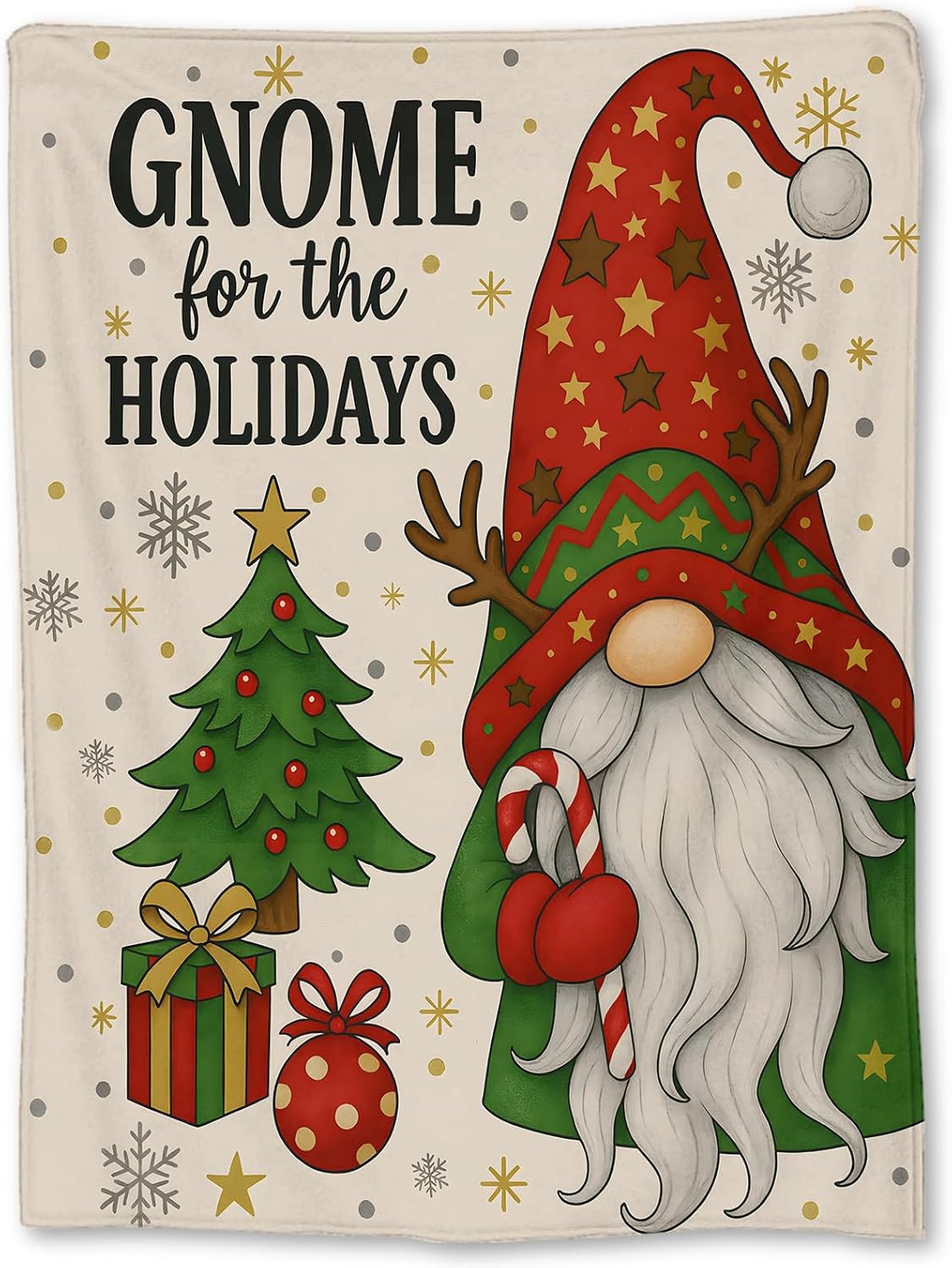 

Christmas Gnome Blanket, Soft Lightweight Flannel Cute Holiday Gnomes Tree Throw Blanket for Couch, Bed,Travel & Decor,Cozy Warm 75x90cm