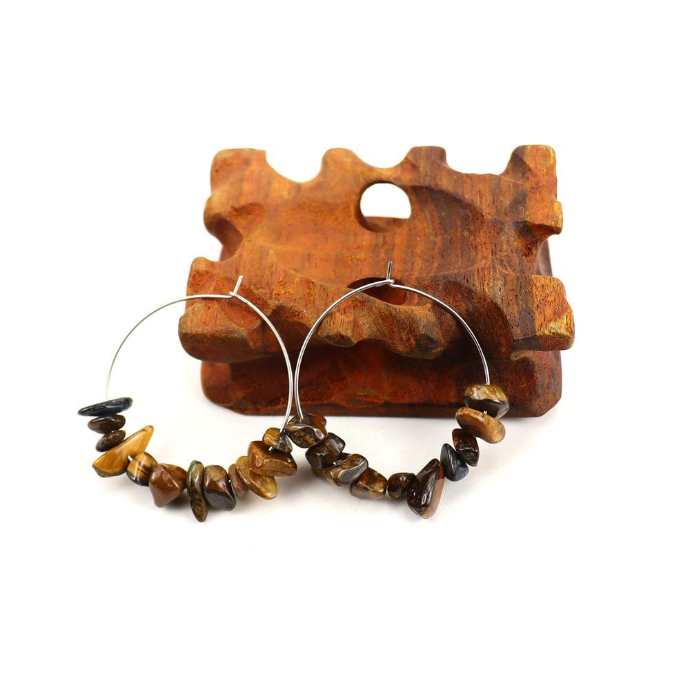 Bohemian Large Hoop Earrings: Unique Retro Handmade Irregular Gravel Design for Women E73