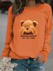 Autumn and winter women's casual long-sleeved crew neck cartoon bear print pullover sweatshirt sweater on