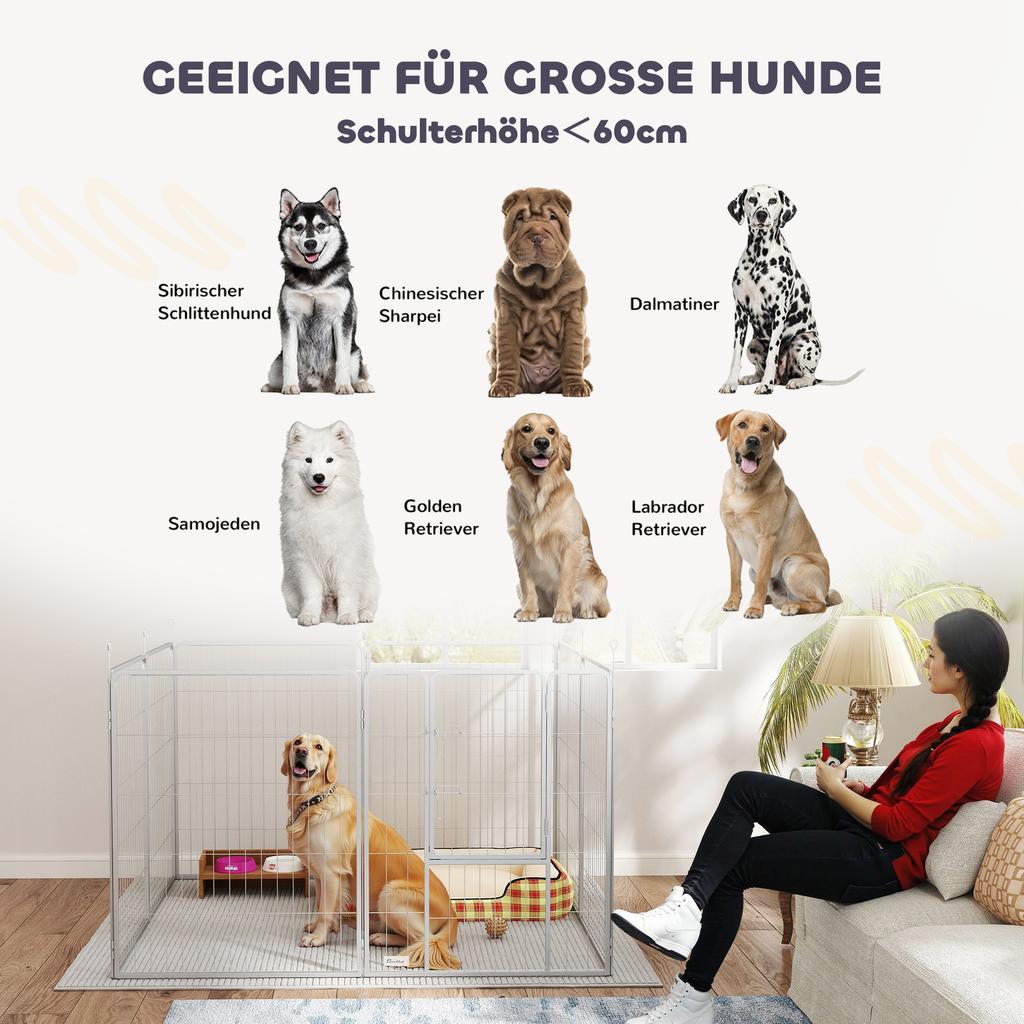 Pet Enclosure, Dog Fence, Pet Playpen, Flexibly Adjustable, Stainless Steel