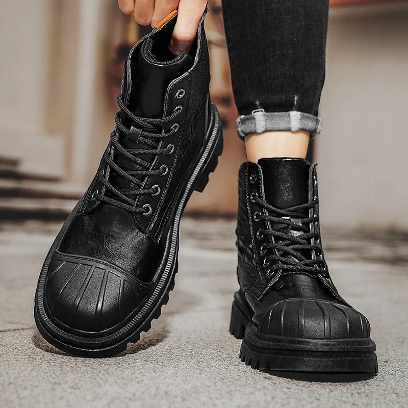 Hiking Boots Men Men's Safety Shoe Work & Safety Shoes Booties Man Genuine Leather Men's Motorcycle Boots Brown Boot Ankle Mens