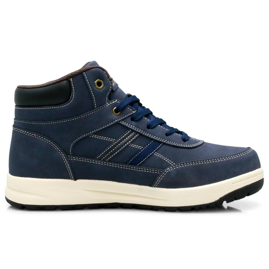 Edwin Waterproof PU Leather with a Simple and Solid Size Men's High-Top Sneakers, Suede-Like Texture, Stylish, Color, Lace-Up, Navy, 25.5 (EDS1020)