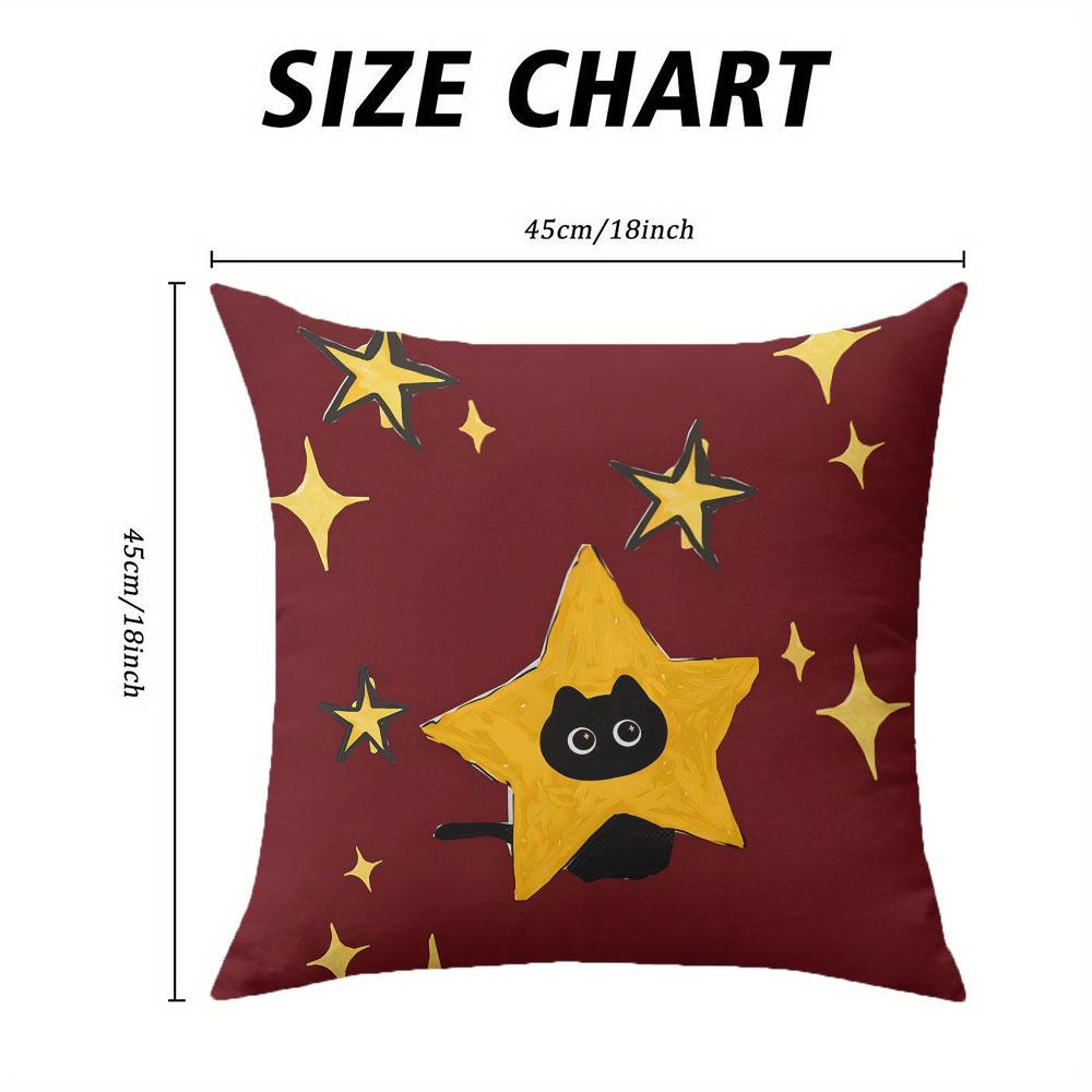 Star Cat Square Jacquard Pillow Cover for Sofa Office Waist Cushion Cover Home Decorative Pillowcase