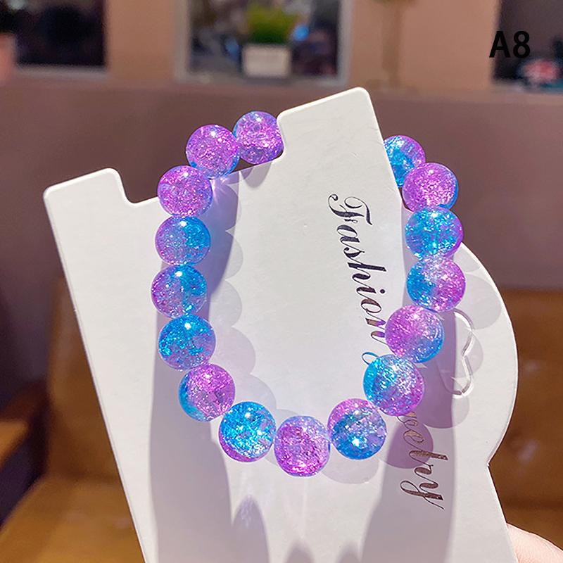 

Женский браслет из потрескавшегося кварца с круглыми стеклянными бусинами, эластичный браслет