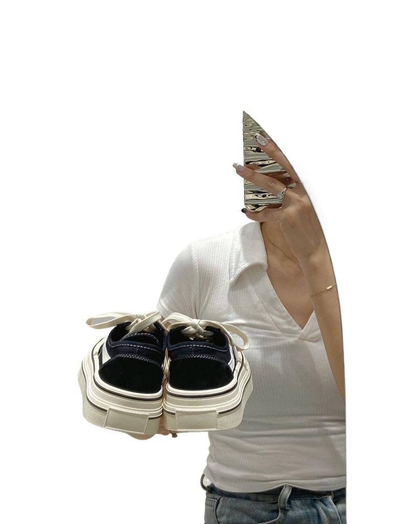 Niche casual black sports shoes, little white shoes, high soles, ugly and cute big head shoes, versatile classic platform canvas shoes for women