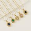 European American Ins Style Double-layer Zircon Titanium Steel Luxury Square Pendant Light Sporty Unisex 18K Gold Necklace