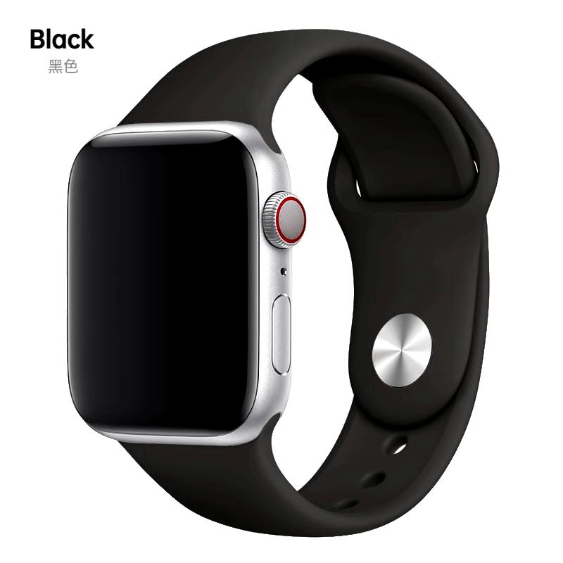 

Силиконовый спортивный ремешок для Apple Watch Band 49 мм 46 мм 44 мм 41 мм 45 мм 42 мм Pride Edition браслет Correa iWatch Series 10 9 8 Ultra2 Band 40 мм 38 мм 38 40 41 S10-42mm&S-M чёрный