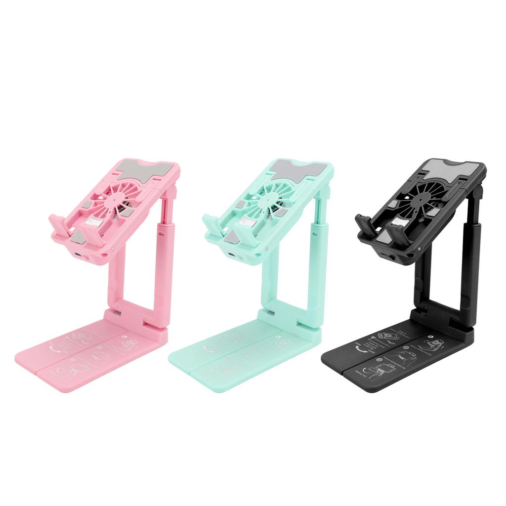 Cell Phone Cooler Stand Height Adjustable Mobile Phone Radiator Fan with Colorful RGB Lights for Liv