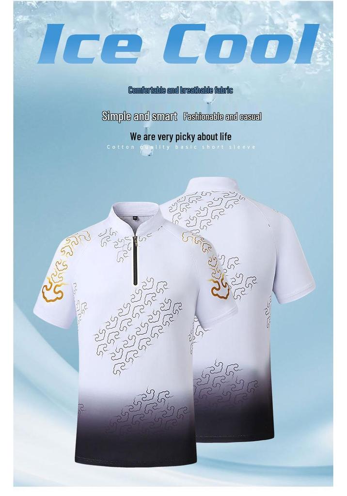Unisex Quick-Dry Stand Collar Polo Shirt - Short Sleeve Casual Sportswear