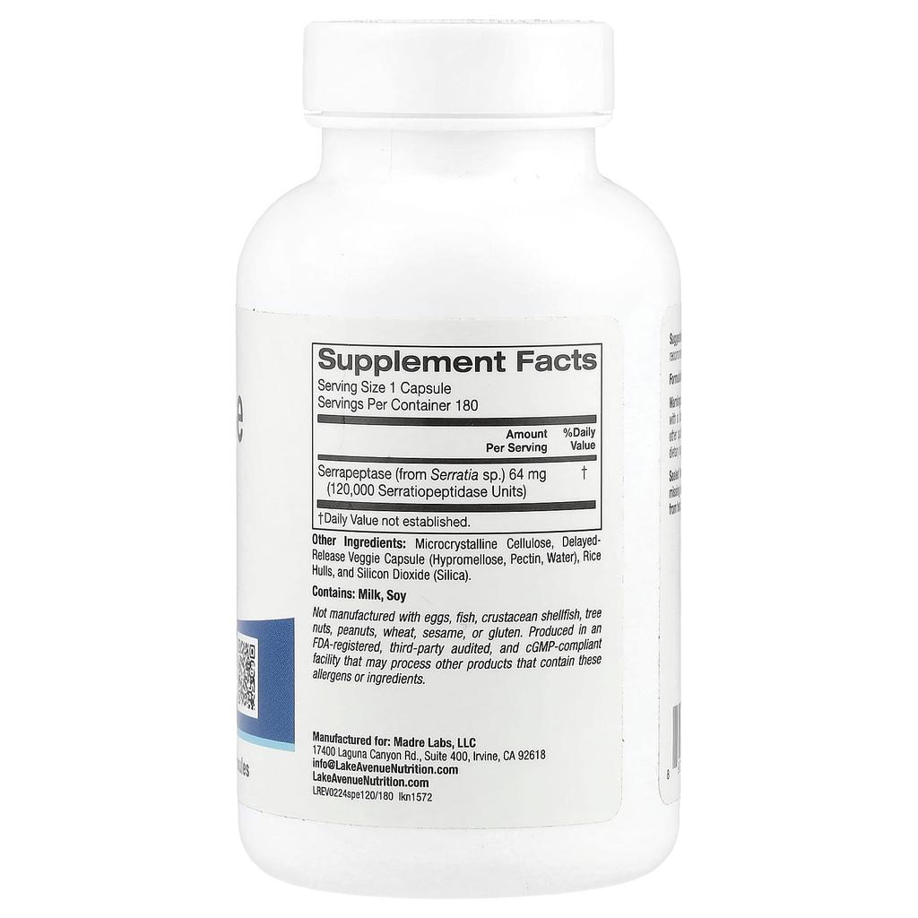 Serrapeptase, Proteolytic Enzyme, 120,000 SpU, 180 Veggie Caps