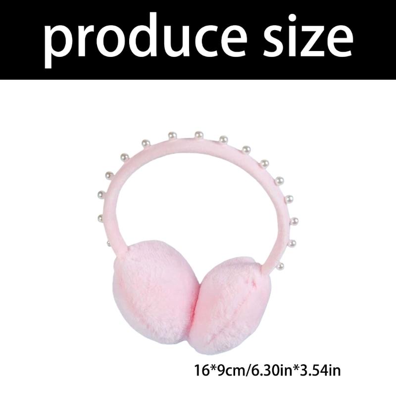 Fashionable Plush Earmuffs for Women Girl with Artificial Pearls Winter Warm Comfortable Ear Warmer For Daily Cycling