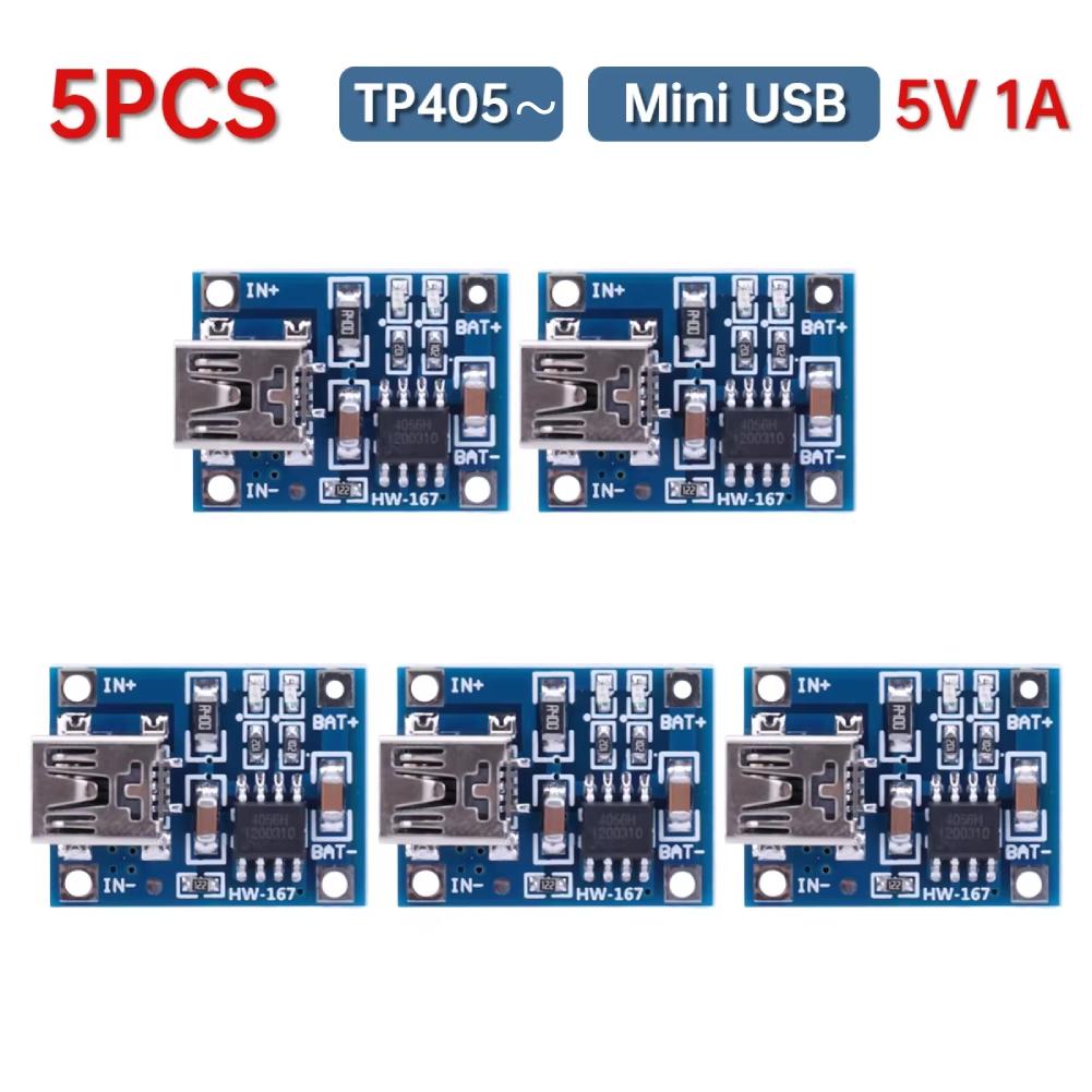 1-20PCS TP405~ 5V 1A 18650 Lithium Battery Charger Module Type-C/Micro USB/Mini USB Charging Board With Protection Dual Function