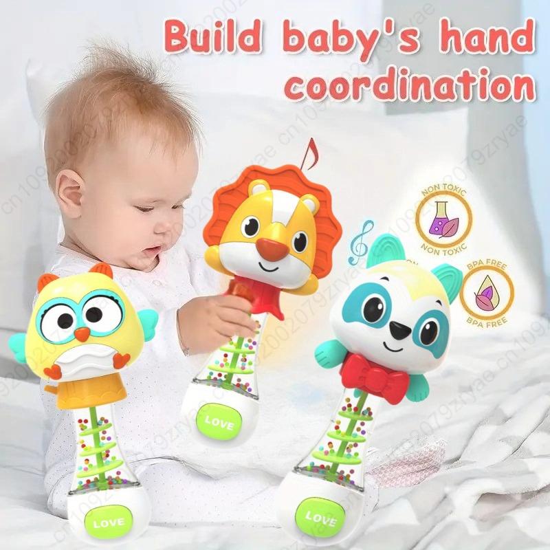 Cute Handheld Interactive Rattle Early Learning Toy for Infants, Enhans Grip & Motor Skills, Promotes Visual with Music Toy