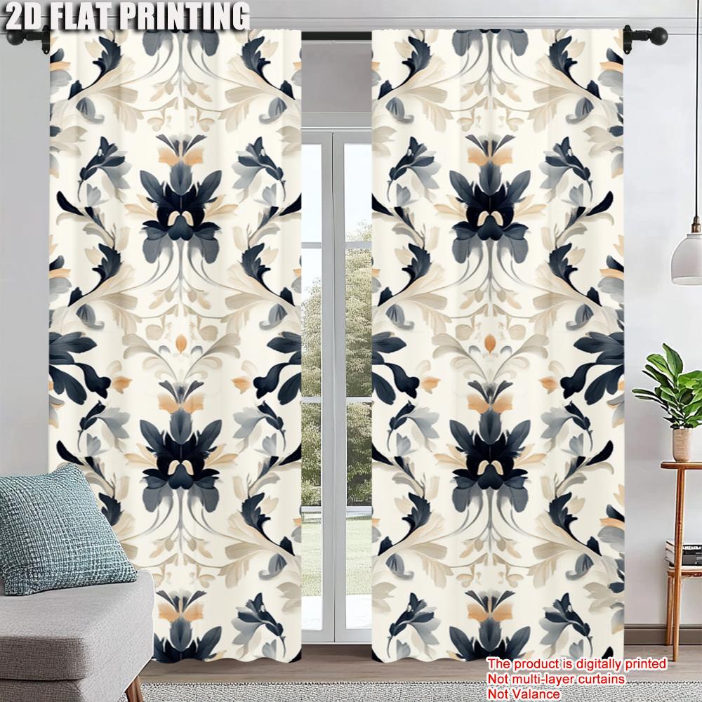 

2Pcs Vintage Bohemian Window Curtains With Abstract Geometric Floral Design Rod Pocket Perfect For Living Room Bedroom Dining 100*130 HOOK 1pcs