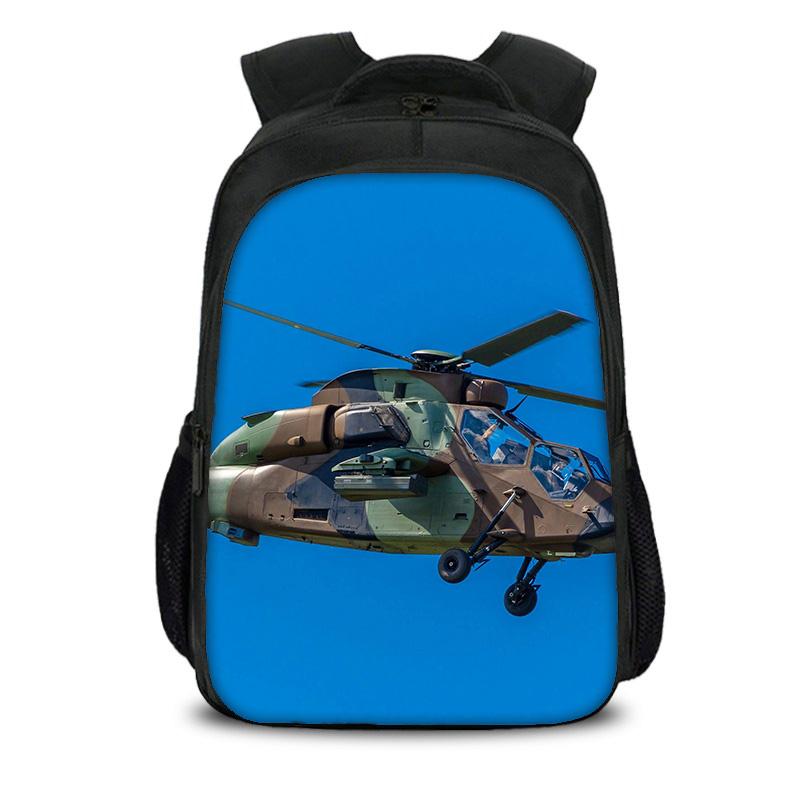 Helicopter Large Capacity Lightweight Double-layer Backpack with New Mechanical Printing the Best Gift for Boy and Girl Schools