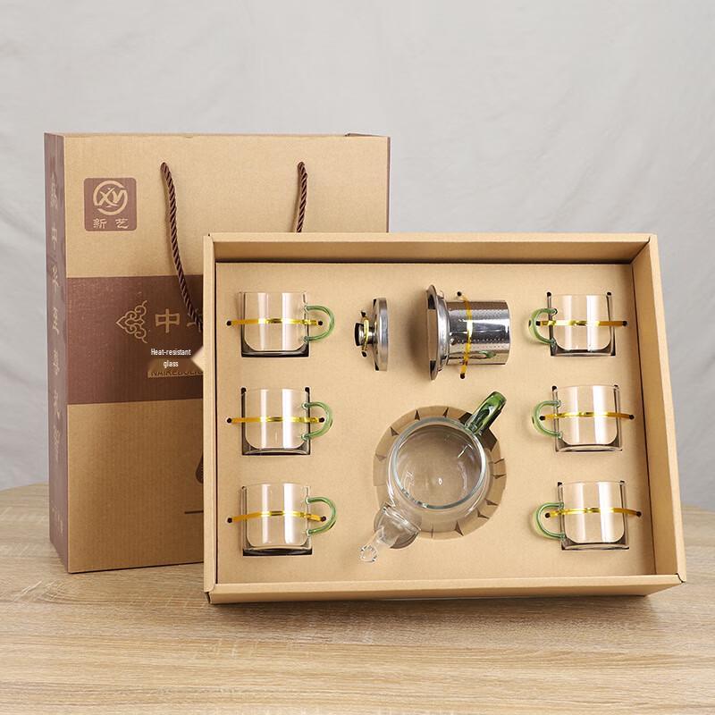 Чайный набор из высокоборосиликатного стекла Green Handle Set