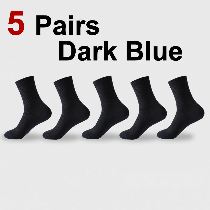 1/5 Pairs Men Bamboo Fiber Knitted Round Neck Socks Anti Odor Sweat Absorbing Comfortable Breathable Business Casual Wear Socks