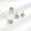 Stylish Rotatable Sun Flower Earrings Ring Set Full of Diamond Small Daisy Clavicle Chain