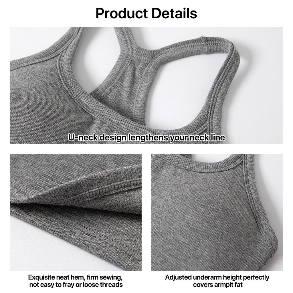 Slim Fit Women Sleeveless Camisole Solid Color Elastic Ribbed Tank Top Soft Basic Daily Wear Vest