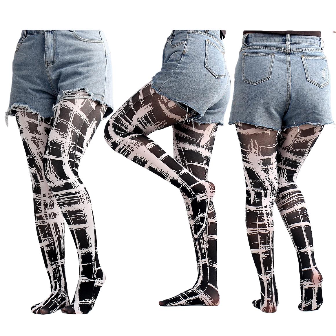 Zwart-Witte Schaakbord Patroon Panty's Voor Vrouwen Houndstooth En Luipaard Print Gekleurde Luipaard Print En Ombre Luipaard One Size gray