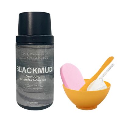 Renatural Black Mud (Charcoal) Modeling Pack 300g + Pack Tool + Cleansing Sponge Home Aesthetic Set of 5