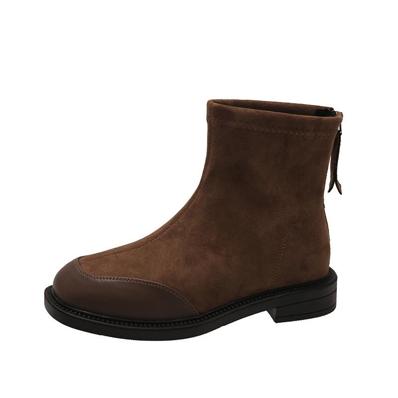 Fashion Short Shoes for Woman Black Women's Ankle Boots Sock Footwear Combat Booties Very High Heels Suede Punk Style Heeled Autumn Boot