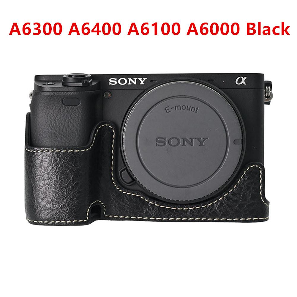 Camera Half Case for Sony A6700 A6400 A6300 A6100 A6000 ZVE10 ZVE10II ZVE10M2 A7R5 A7CII A7C2 Bottom Opening Cover PU Leather
